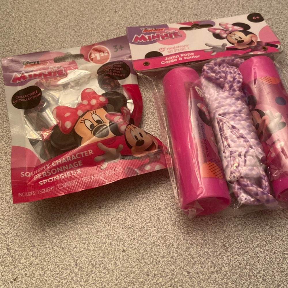 Minnie Mouse jump rope and squishy character